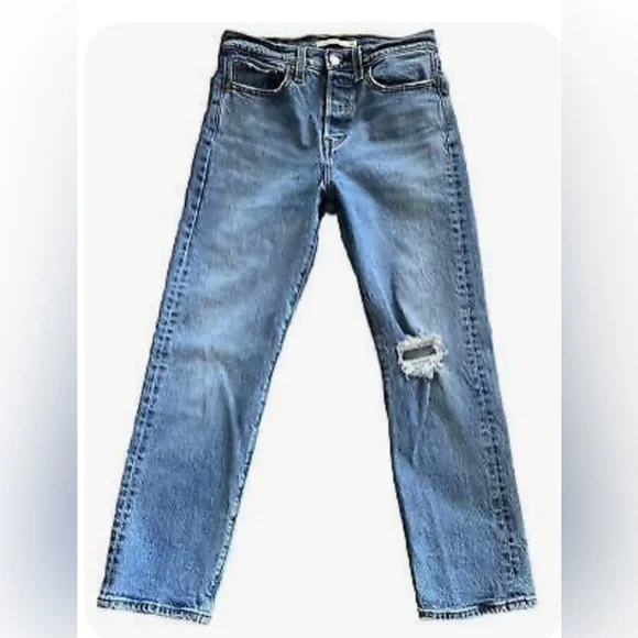 LEVI’s button fly wedgie straight denim blue jeans - Picture 2 of 6